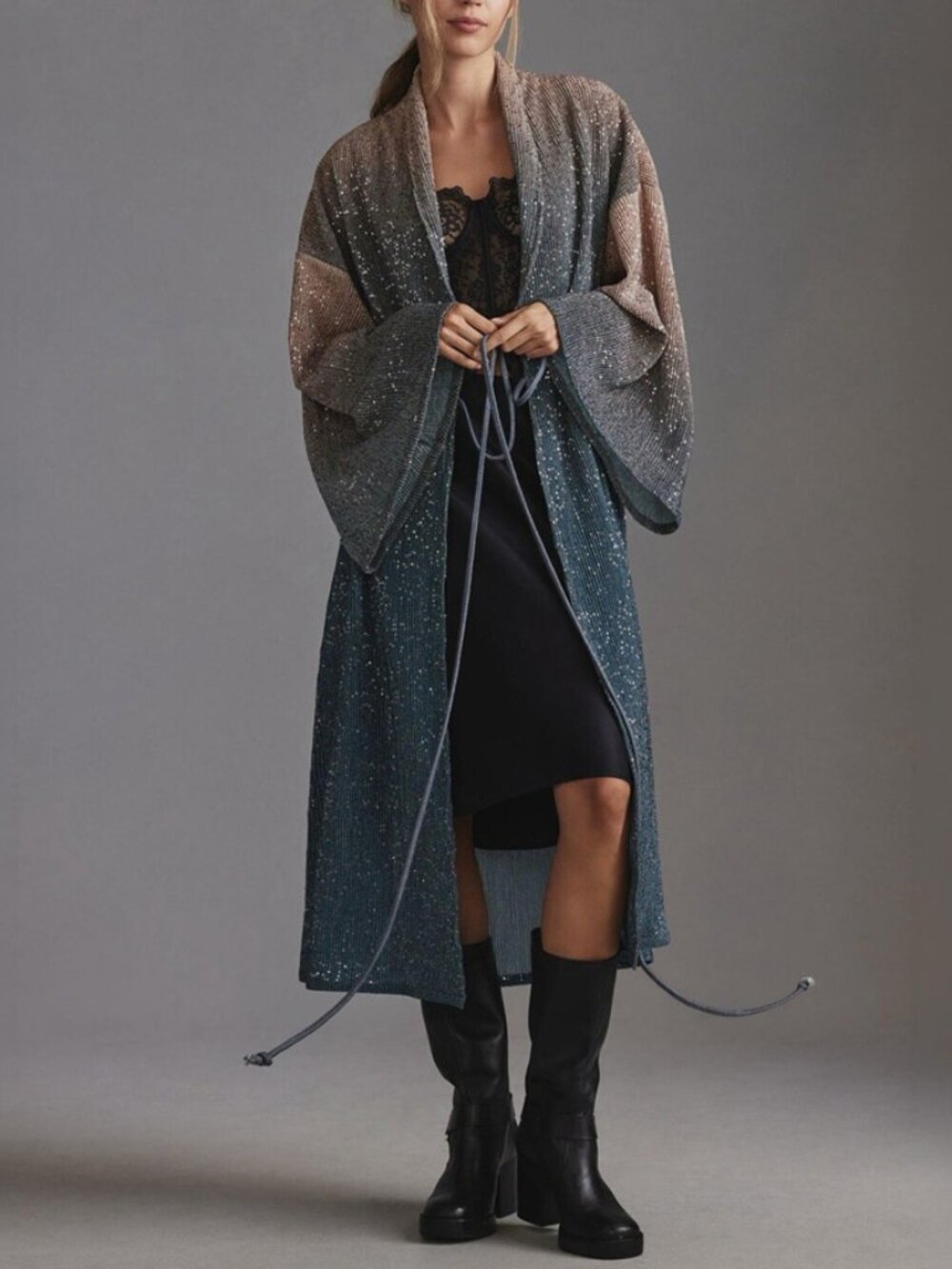 Anthropologie Sequin Ombre Shine Duster NWT One Size